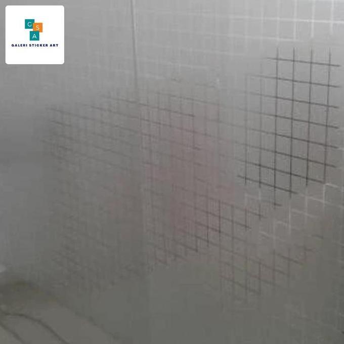 Stiker Kaca Sandblast Motif Kotak