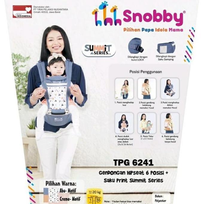 Ready Snobby Gendongan Bayi Hipseat 6 Posisi + Saku Sirkulasi Print Summit Series - TPG 6241 Empuk T
