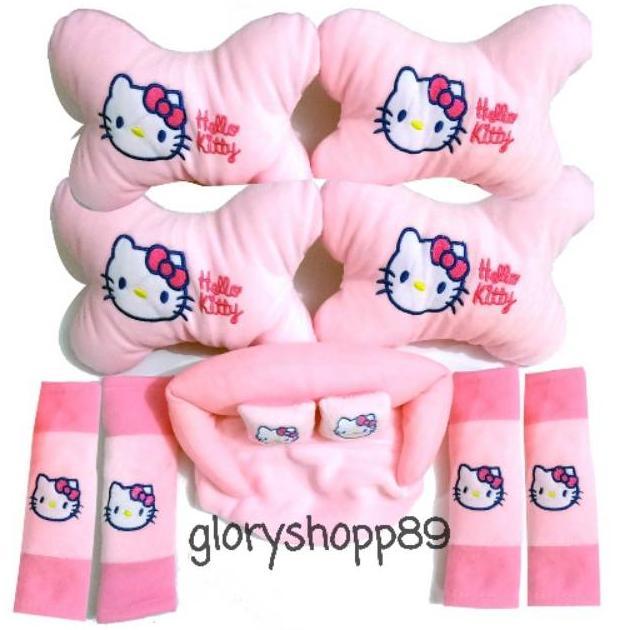 Bantal Mobil Hello Kitty /Bantal Set Mobil Hello Kitty/Paket Bantal Mobil 9pcs Hello Kitty/Bantal Mo