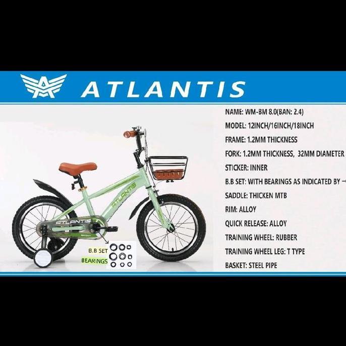 Sepeda Anak Cowo/ Cewe 12/16/18Inch Atlantis 8.0Yl  Outdoor