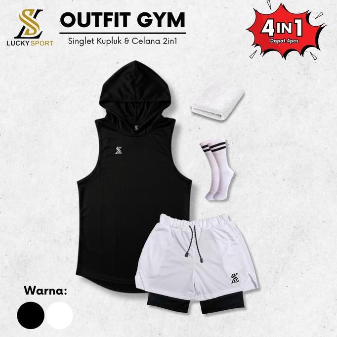 LUCKY SPORT | Outfit Olahraga Stelan Jersey Hoodie Baju dan Celana Olahraga GYM Fitness Voli Lari pr