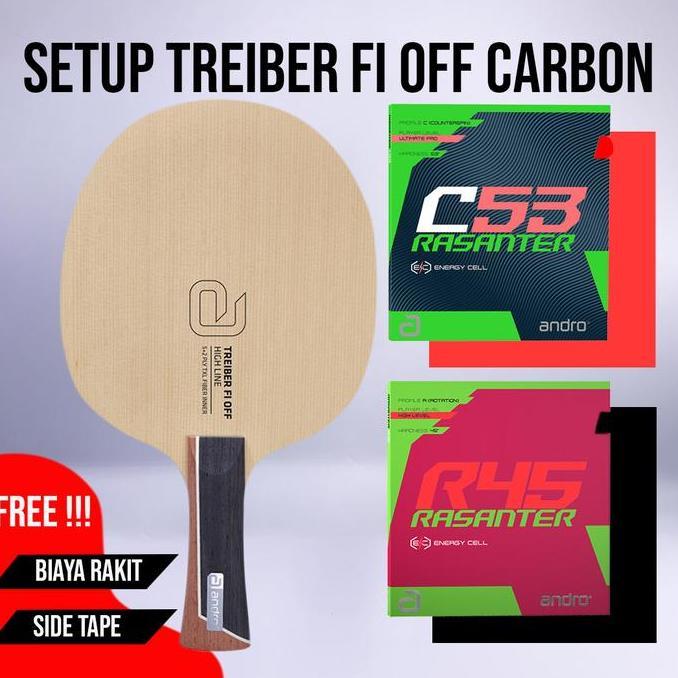 Paket Bat Pingpong Tenis Meja Rakitan Andro Treiber FI TXL Carbon OFF Andro Rasanter C53 Andro Rasan