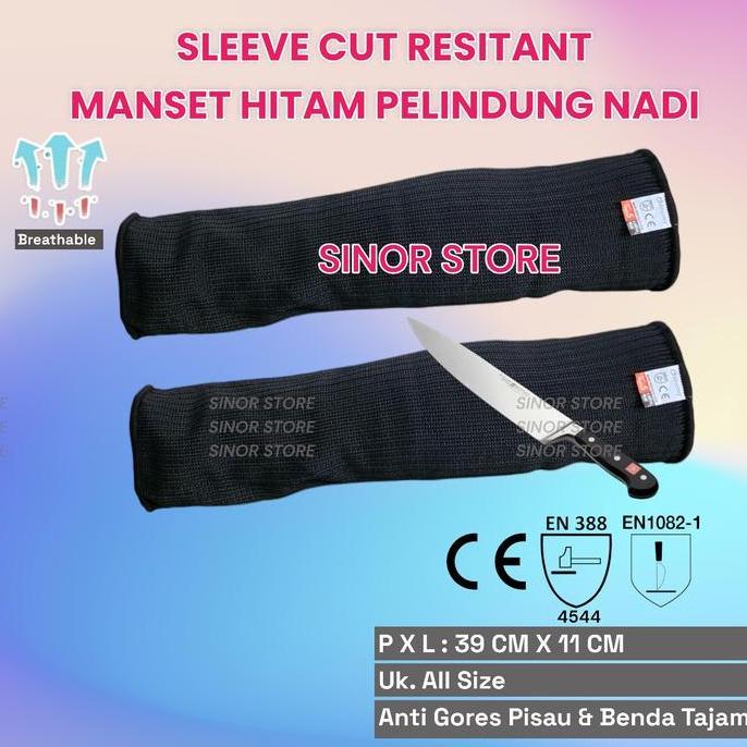 Manset Anti Gores Level 5 Sleeve Cut Resistant Hitam murah