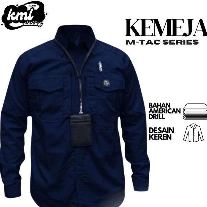 KML Clothing Kemeja MTAC Lengan Panjang Kemeja Lapangan PDL Abu Army Hitam Maroon Merah Navy Putih B