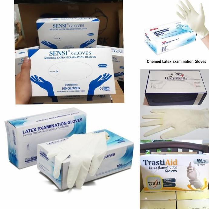 Bersih- Hand Glove Latex 1 Box 100 Pcs Medis Handscoon Latex Medis Handgloves
