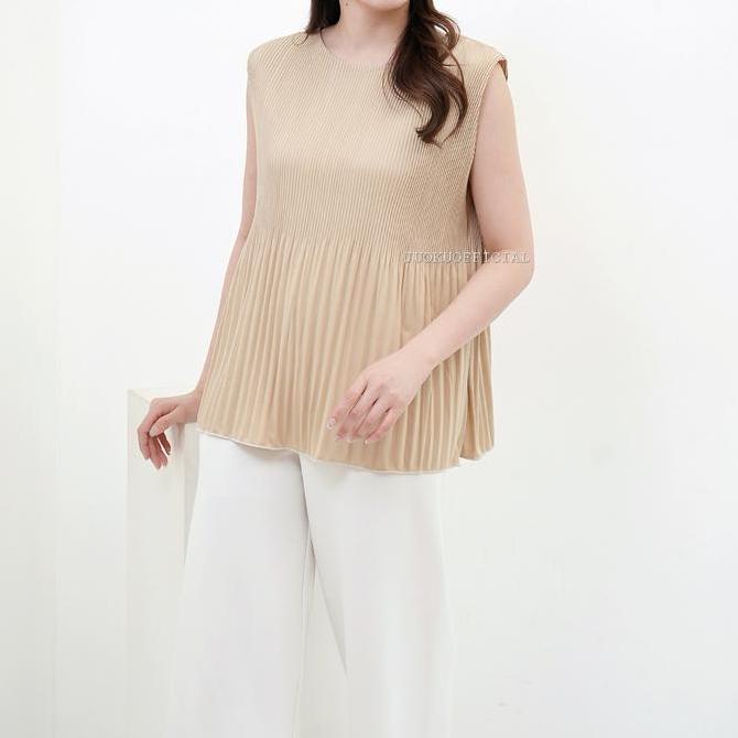 Atasan Plisket Lidi Cabang Tanpa Lengan / Baju Plisket / Tanktop Plisket / Pleated Top