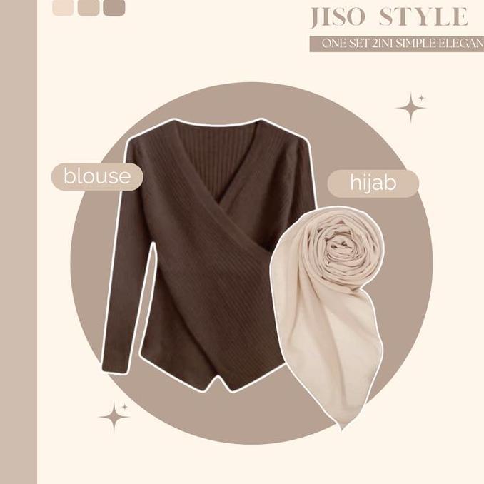 Grgd- One Set 3In1 Korean Style | Blouse Jiso + Celana Kulot + Hijab | Setelan Remaja Kekinian - Am4