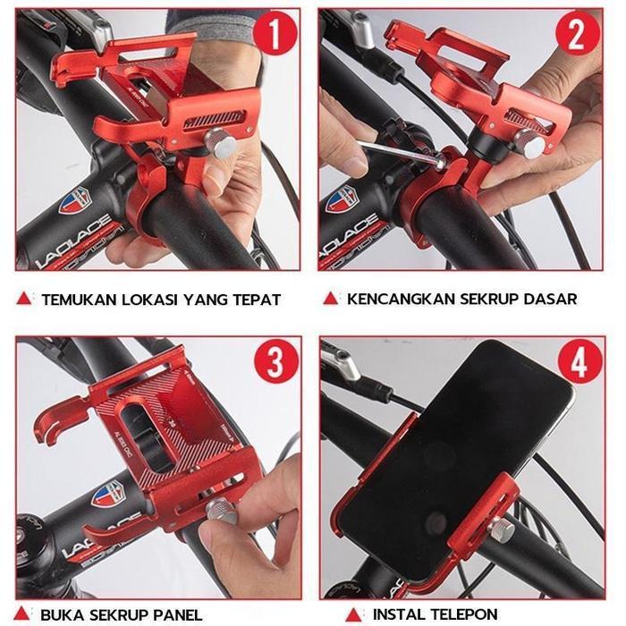 Gvb P30 Original Phone Holder Hp Sepeda Motor Alumunium Alloy Tempat Hp Motor Mobil Listrik Dudukan 