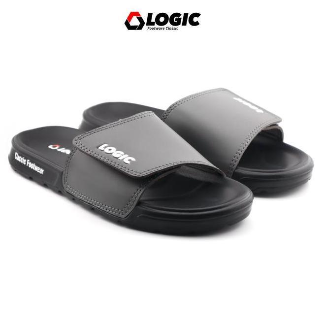 Sandal Pria Velcro Slide On Trendy Kulit Kolombo Logic Selop Shoes Sendal Kasual