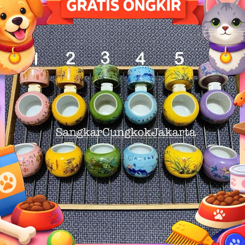 Cepuk Cungkok Keramik Burung Sedang Tieumi Srdc Branjangan Set 3Pcs