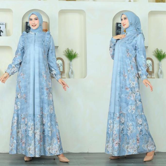 Busananew- Gamis Full Motif Felicia Dress Gamis Kekinian