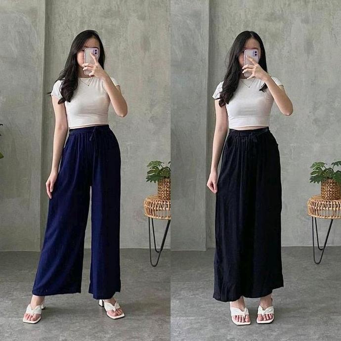 [PAKET HEMAT] Celana Kulot Wanita Polos Bahan Rayon Twill Premium Mix Variasi Random Bahan Adem Nyam