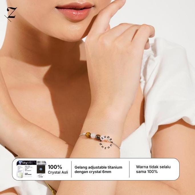 Cod,Bisa- Zupazupazuu - Adjustable Zodiac Crystal Bracelet - Gelang Crystal Zodiak 6Mm Wanita Pria
