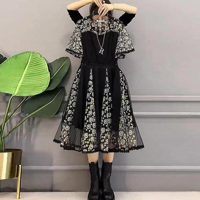 Xyxy- Fanmu 5057 Dress Korean Style Dress Wanita Gereja Hitam Gaun Gereja Elegan Mewah Kristen Dress