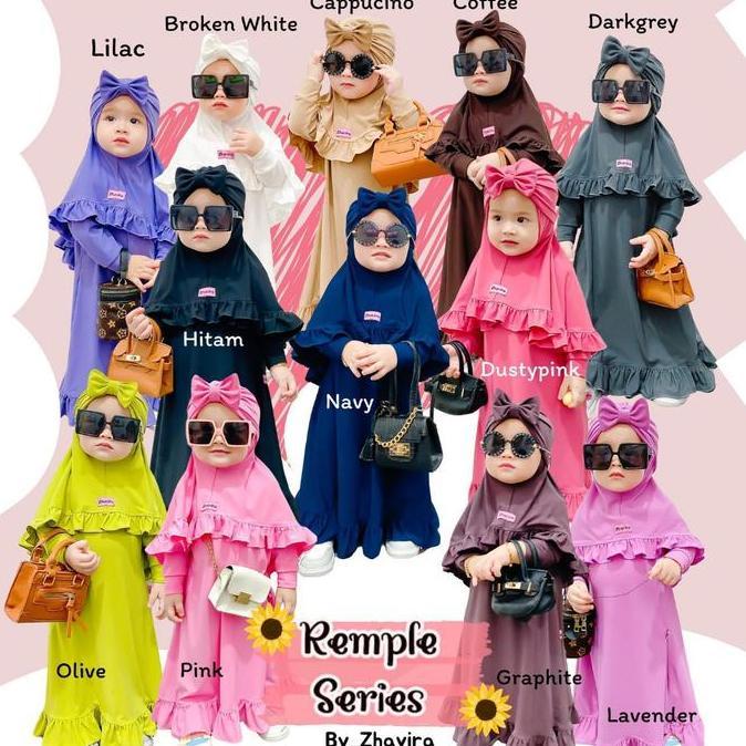 Baju Gamis Bayi Perempuan 6 - 12 Bulan Anak 1 Tahun Muslim Bayi Perempuan Zhavira Polos  Murah Lucu