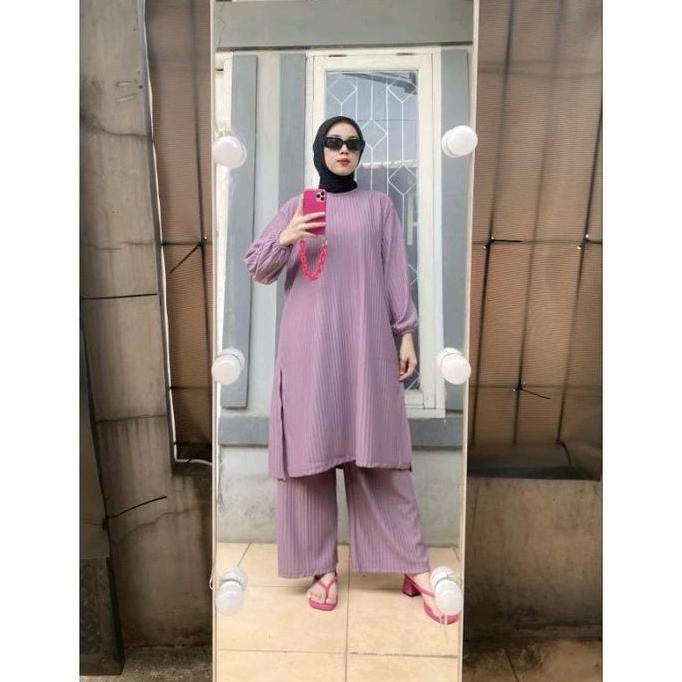 Busananew- Onset Tunik Knit Hornet / Stelan Knit Terbaru / Set Tunik Atasan Cantik Celana Nyaman Pan