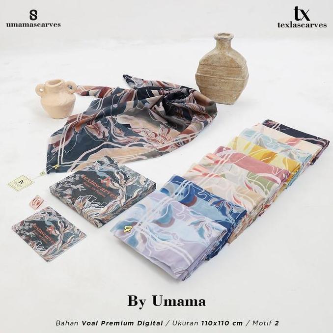 Newrilis- Box Texla Scarves Jilbab Segiempat Motif Umama, Kerudung Voal Motif Digital Premium (Origi