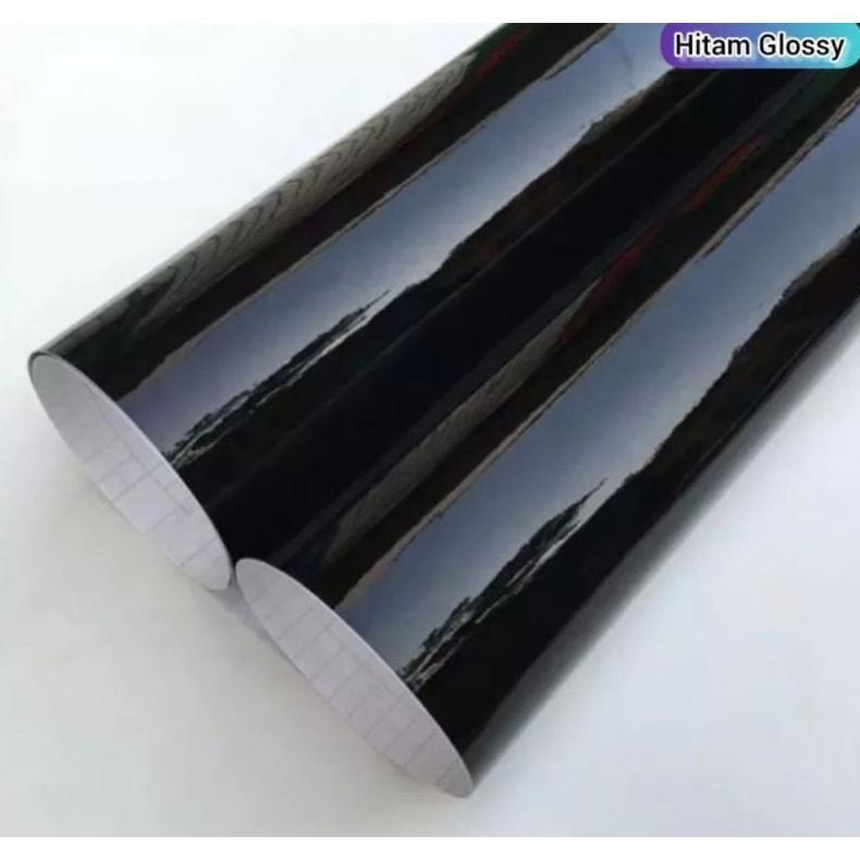 DISKON` WRAPPING MOTOR - STICKER SKOTLET HITAM GLOSSY GLOSI SKOTLET MOTOR MOBIL LEBAR 45CM