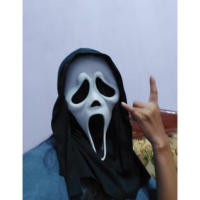 Thebest- Topeng Scream skull tengkorak hantu haloween cosplay kostum