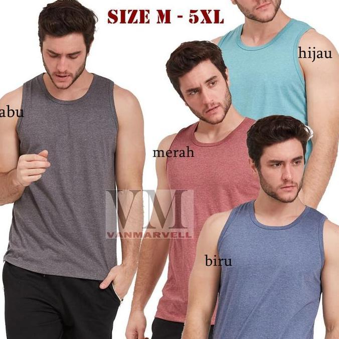 Cod,Bisabanget- Vm Kaos Singlet Polos Big Size Kaos Jumbo Tanktop Pria