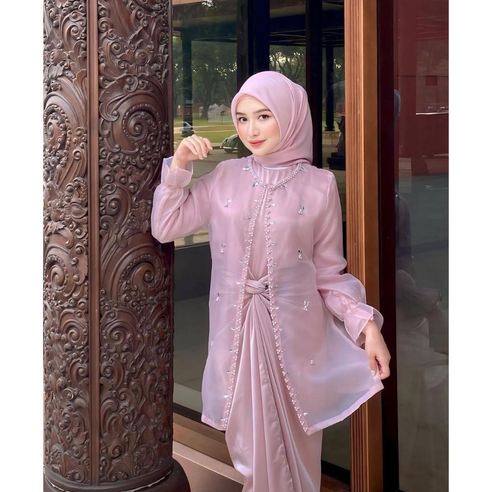 Discount One Set Jemma Organza Termurah Ready Jumbo Setelan Kondangan Wanita Kekinian Gaun Pesta Rem