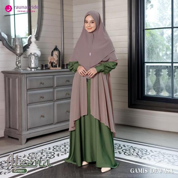 Rauna Pride - Baju Keluarga Rauna - Sarimbit Aleena - Green - Rauna Collection - Set Gamis Koko Musl
