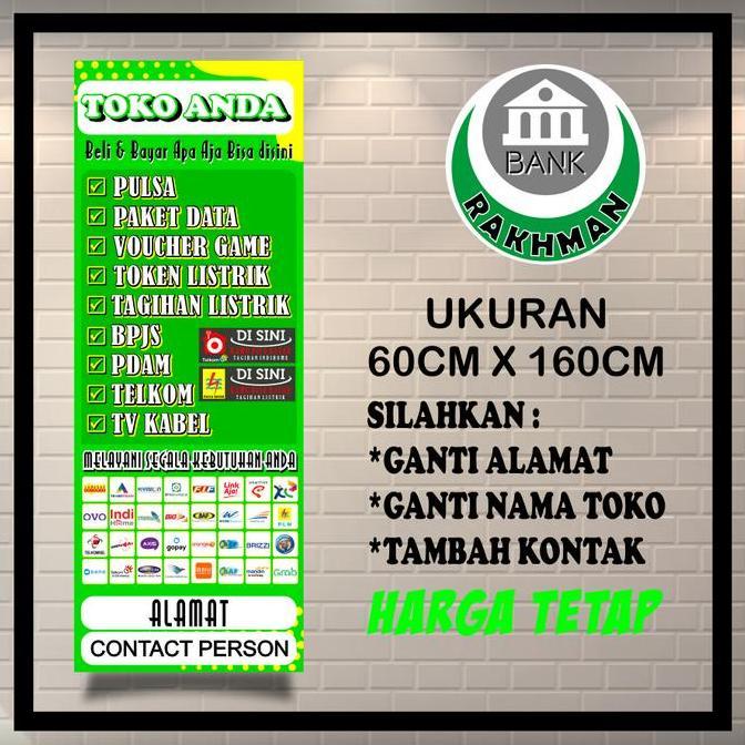 NEW SPANDUK BANNER | LOKET/PPOB/PULSA | UKURAN 60CM X 160CM BEST