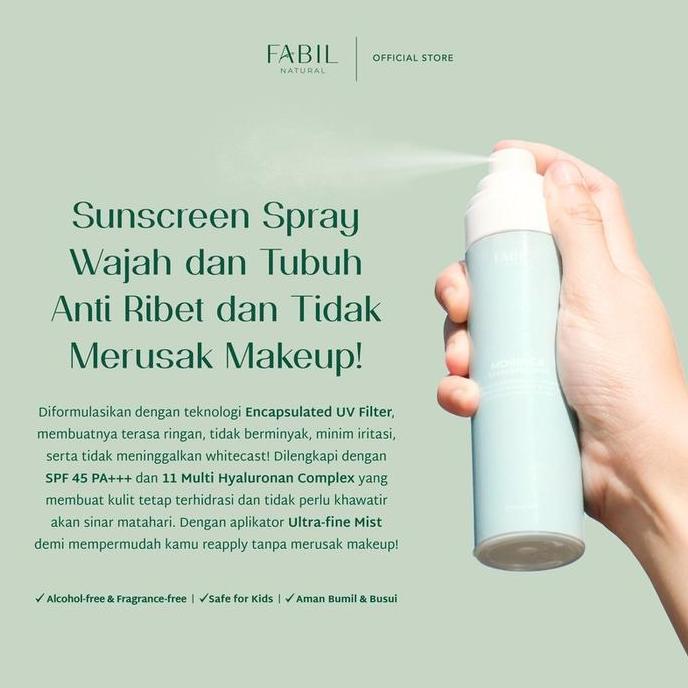 [2 pcs] Fabil Bundle Moringa Sunscreen Mist SPF 45 PA+++ + Back Young Skin Barrier Cream - Paket Ski