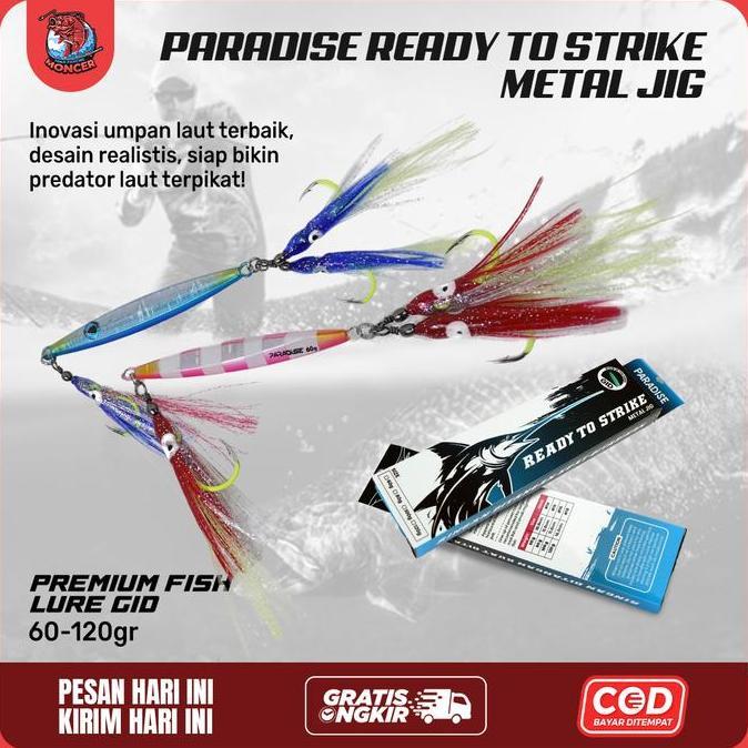 New- Paradise Ready To Strike Metal Jig Cumi Premium Fish Lure Gid 60-120Gr - Jigging Laut Glow In T