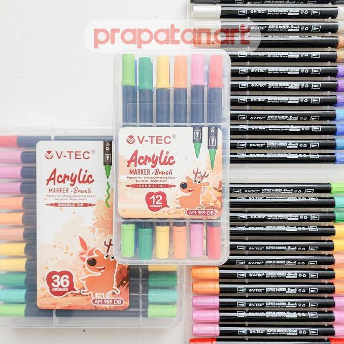 V-Tec Acrylic Marker + Brush | Spidol Akrilik