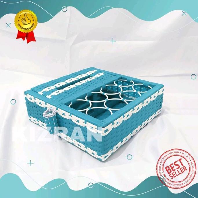 Storage- Tempat Aqua Tisu Anyaman Sintetis / Wadah Akua Gelas Dan Tissue / Penyimpanan Air Mineral P
