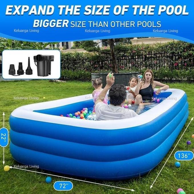 Kolam renang anak-anak 120cm - 210cm / kolam renang keluarga tiup besar / kolam renang anak-anak den