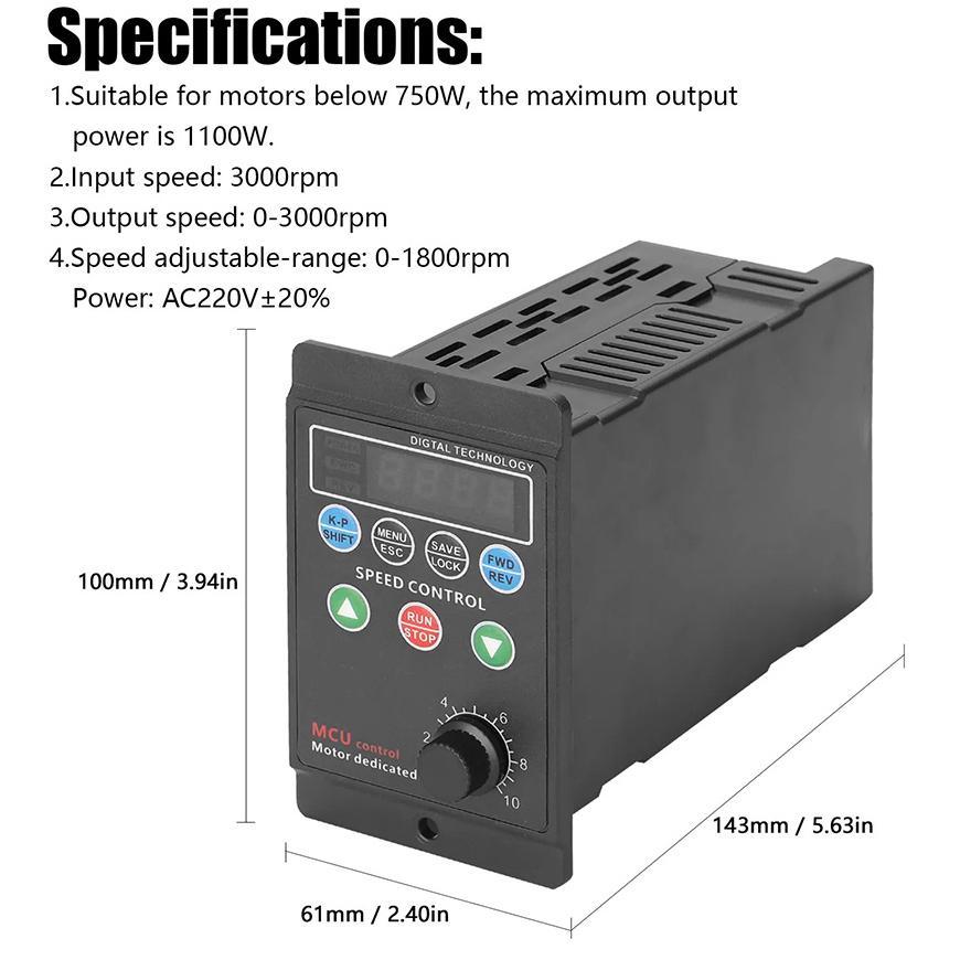 Motor Driver Frequency Converter Vfd Input 1 Phase Output 3 Phase 220V 750W