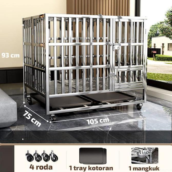 Kandang Anjing Lipat Besar Stenlis L - Model Terbaru / Kandang Anjing Kucing Jumbo / Kandang Stainle
