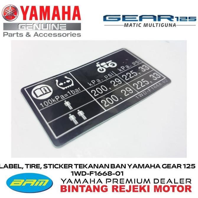 LABEL, TIRE, STICKER TEKANAN BAN YAMAHA GEAR 125 1WD-F1668-01 (TERBAIK) (TERBARU) (TERMURAH)