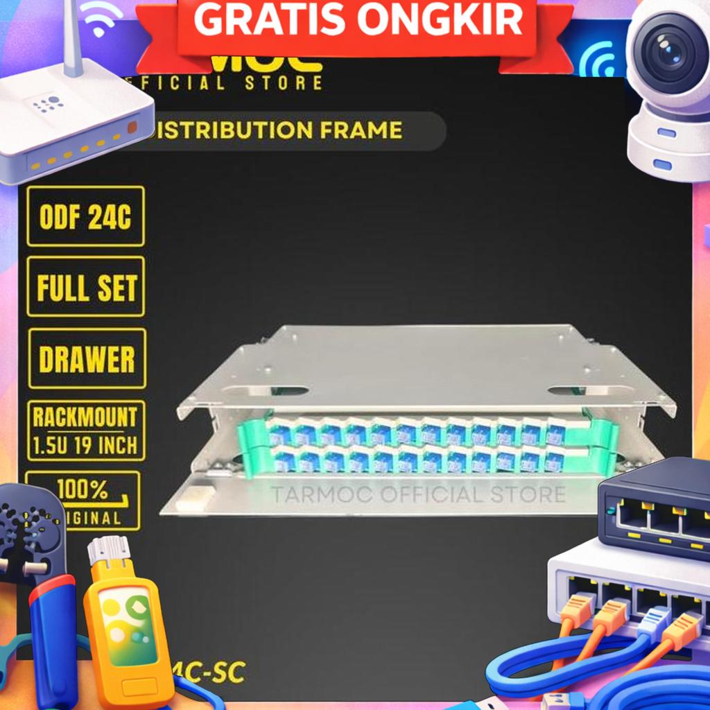 Tarmoc Tec-Odf-24C-Sc | Fiber Optic Odf 24 Core / Otb 24 Core Sc Lengkap