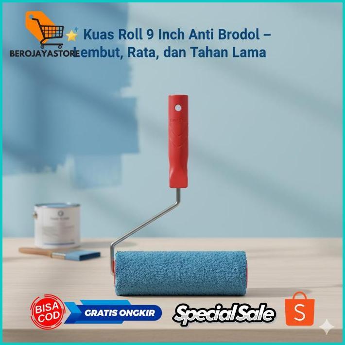 BEROJAYASTORE PAKET BAK CAT + KUAS ROLL 9INCH KUALITAS SUPER PERALATAN MENGECAT DAN RENOVASI RUMAH M