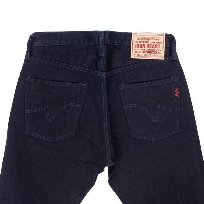 Iron Heart - IH-555S-142ib 14oz indigo x black Selvage Denim Slim Fit murah