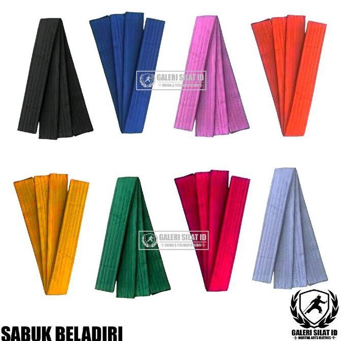 Sabuk Tingkat Siswa Pencak Silat Merah Biru Hitam Hijau Putih Kuning Oranye Pink Silat Karate Taekwo