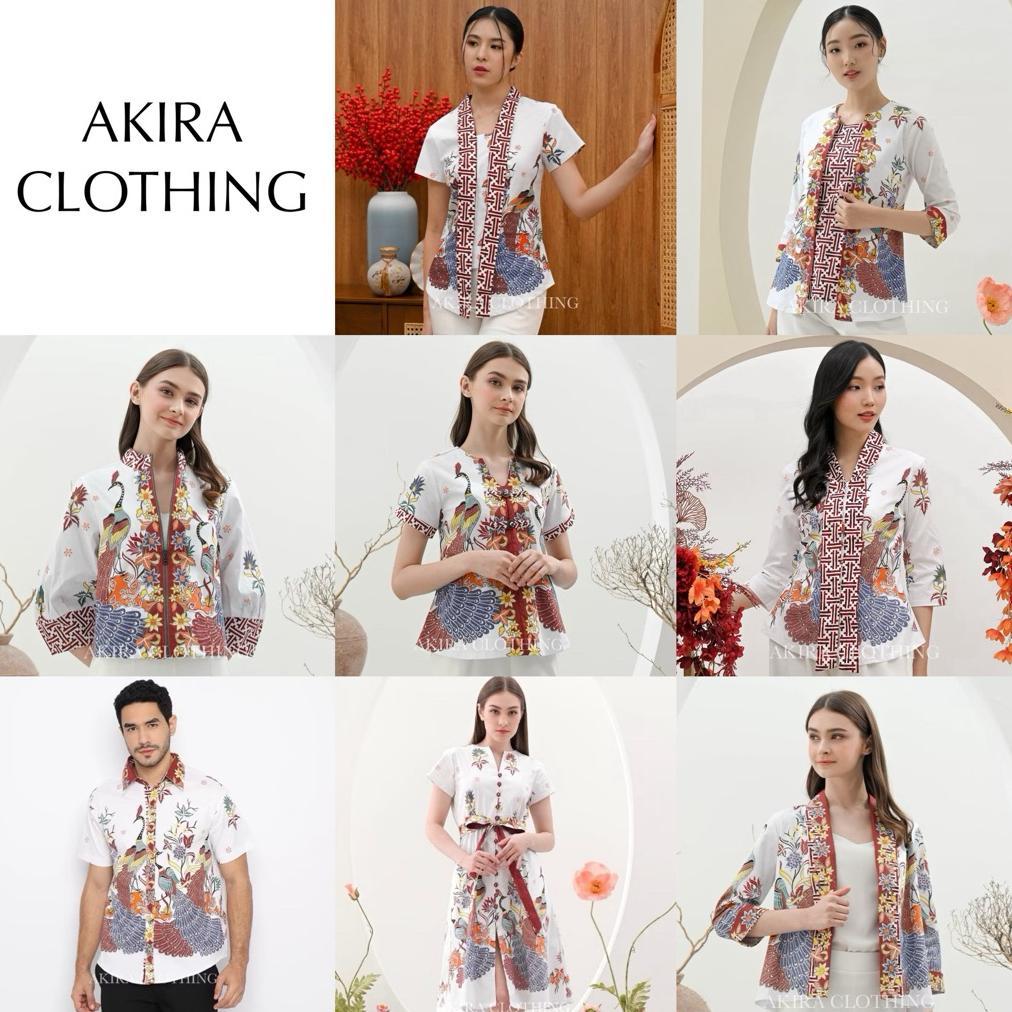Premium Atasan Batik Wanita Modern White Bbc - Batik Couple - Batik Seragam - Batik Unik - Dress Bat
