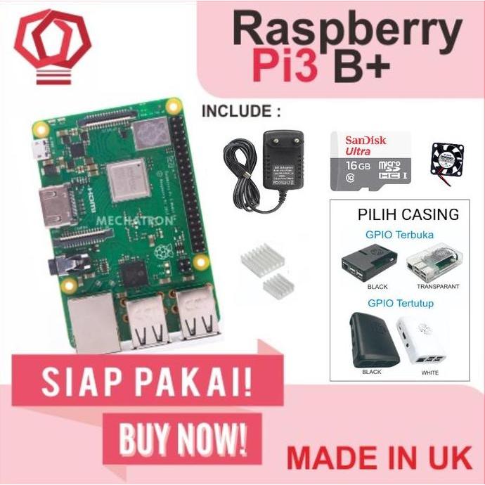 Raspberry Pi3 Pi 3 Model b+ 3b+ Plus Paket Lengkap Komplit Siap Pakai