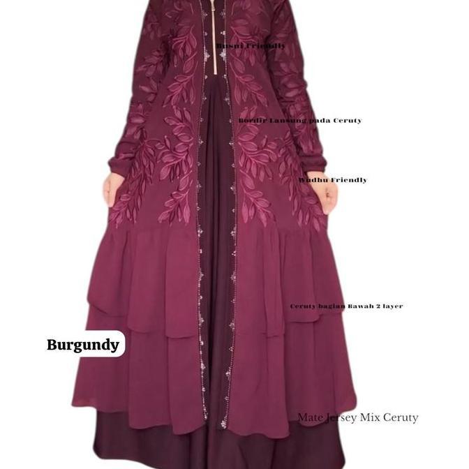 Murah Gamis Abaya Arab Adiba Busui Hitam Polos Mewah Dan Elegan - Muslim Wanita Dress Hitam Syari Bo
