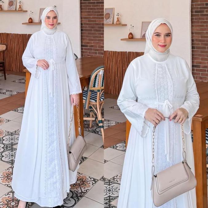 Sale Galeri Sicantik - Cod - Gamis Abaya Putih Terbaru 2023 - Abaya Turkey Putih - Gamis Putih Elega