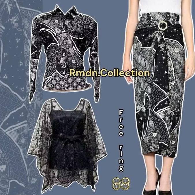 Promo Rmdn Collection Baju Couple Kemeja Batik Pria & Rok Lilit Wanita Kemeja Kondangan Pasangan Wis