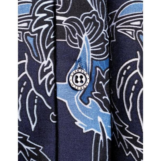 Promo Laskala Batik Premium Surabaya Biru Kemeja Batik Pria Slimfit Lengan Panjang