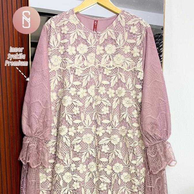 Grosir Myshawl Haima Gamis Brukat Bordir Resleting Depan Bahan Syakila Premium Size 2Xl 3Xl 5Xl Dres