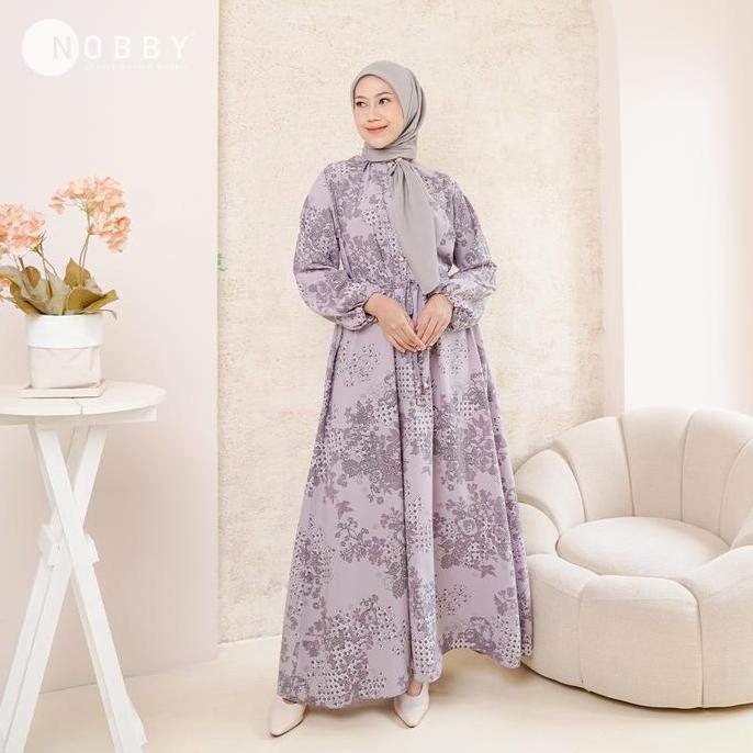 Promo Nobby Ranum Dress Gamis Formal Muslim Wanita Bahan Woolpeach Ultimate Busui Friendly Wudhu Fri