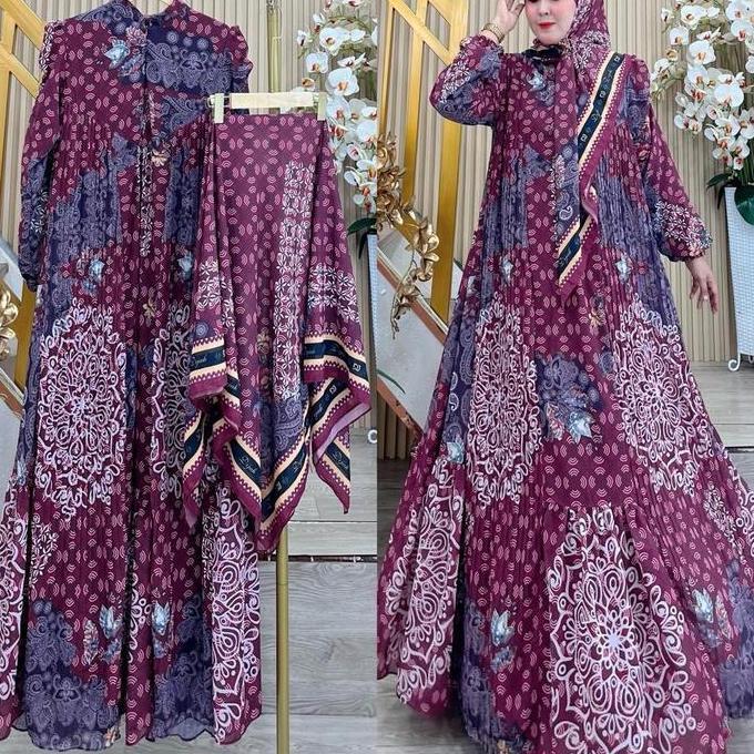 Grosir Gamis Dijah Premium Print Kode 033 | Gamis Wanita Muslimah Printing Premium