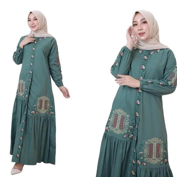 Murah Gamis Bordir Jumbo Katun Toyobo Bordir Pintu Aceh Muslim Wanita Dress Baju Panjang Pesta Dewas