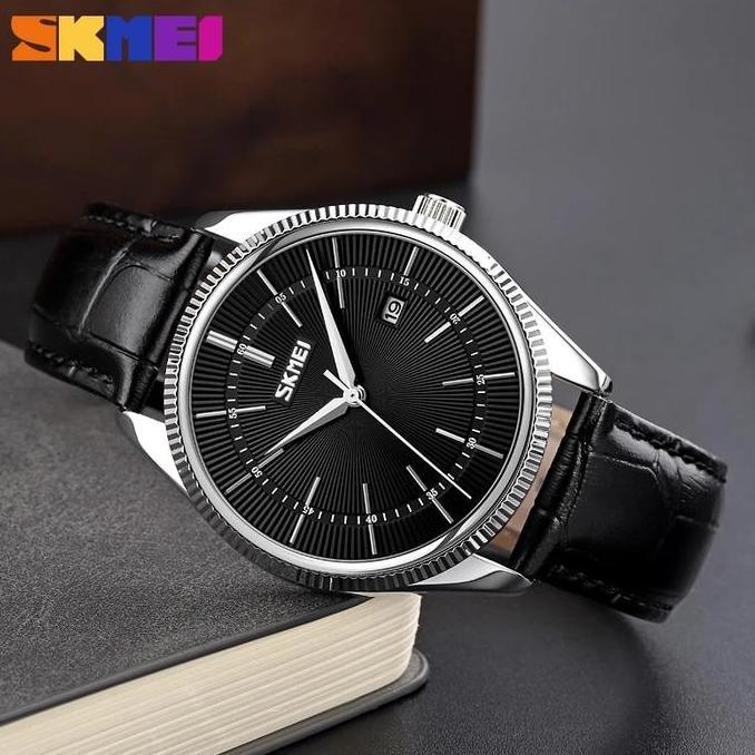 DISKON JAM TANGAN PRIA ANALOG TALI KULIT SKMEI 9298